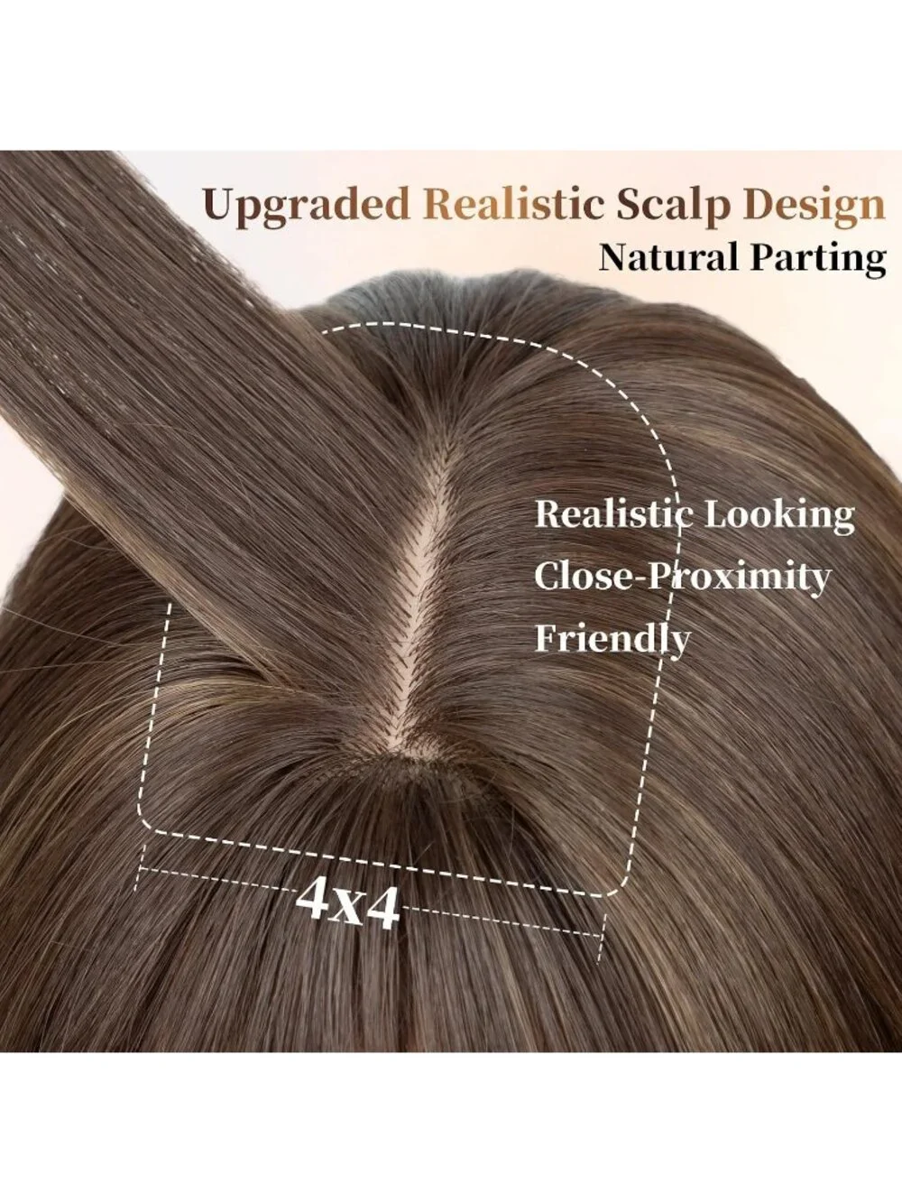 Women's Brown 18 Inch Natural Looking Synthetic Heat Resistant Wavy Wigs
